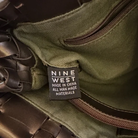 Nine West Metallic “Vegan Leather” Woven Shoulder Bag - Picture 14 of 14